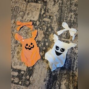 Halloween Corduroy Flutter Sleeve Bubble Romper Bundle 6-12 Months